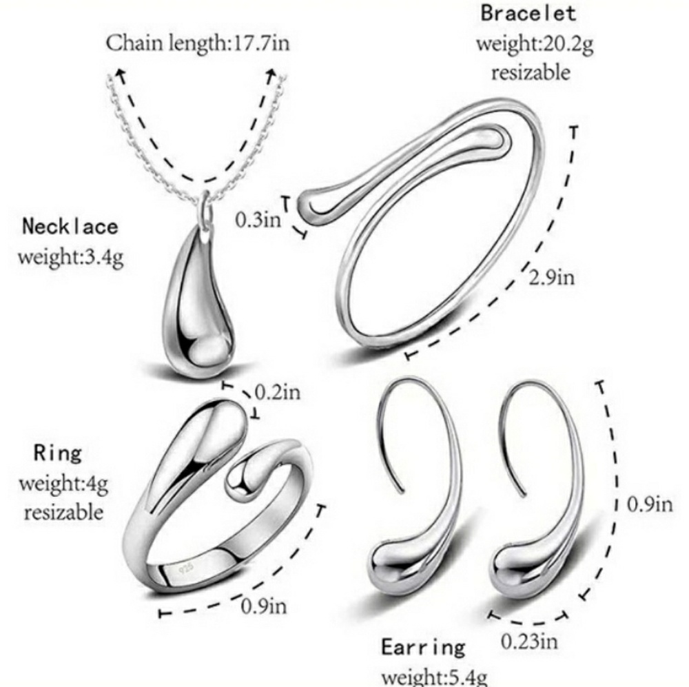 925 Sterling Silver Drop Jewelry Set - Picture 5 of 5